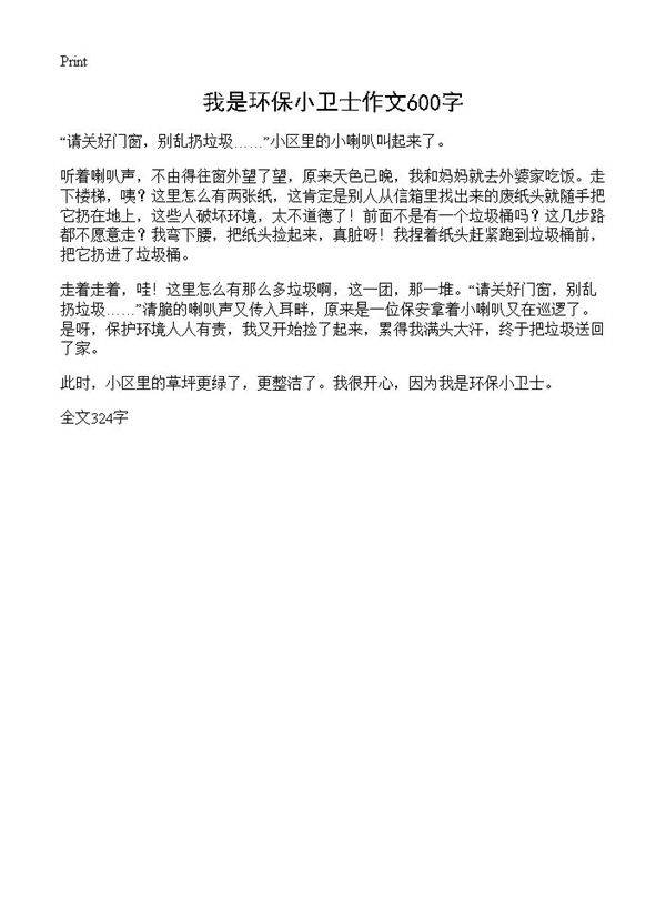 我是环保小卫士作文600字