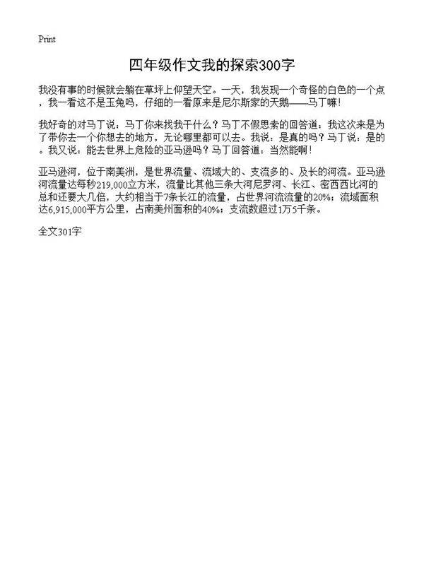 四年级作文我的探索300字