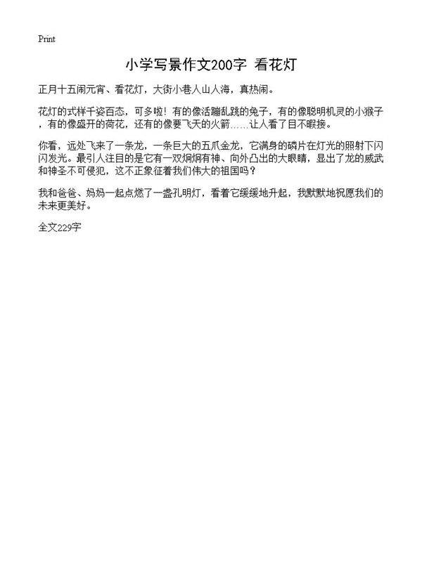 小学写景作文200字 看花灯