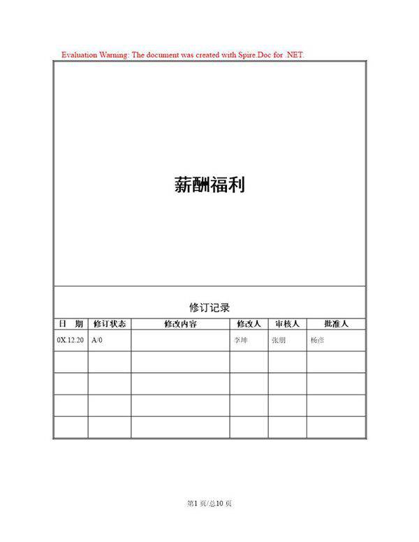 知名地产企业股份有限公司薪酬福利