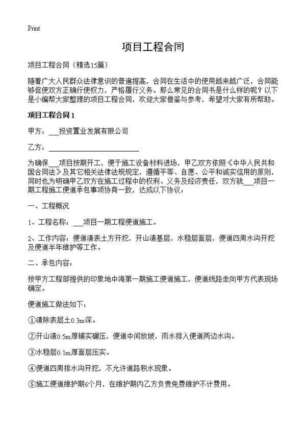 项目工程合同15篇
