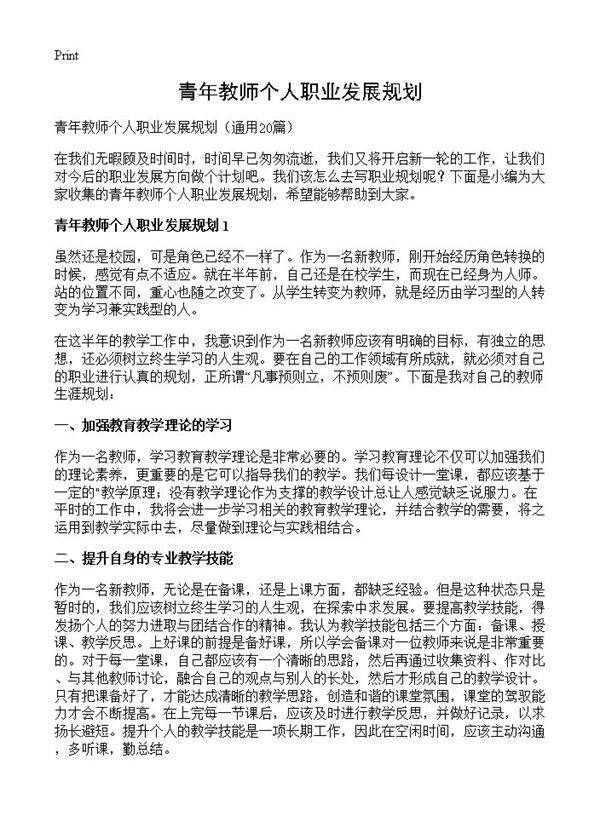 青年教师个人职业发展规划20篇