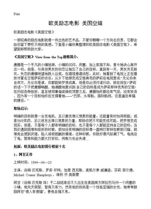 欧美励志电影《美国空姐》