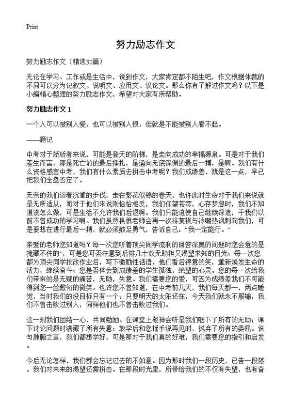 努力励志作文30篇
