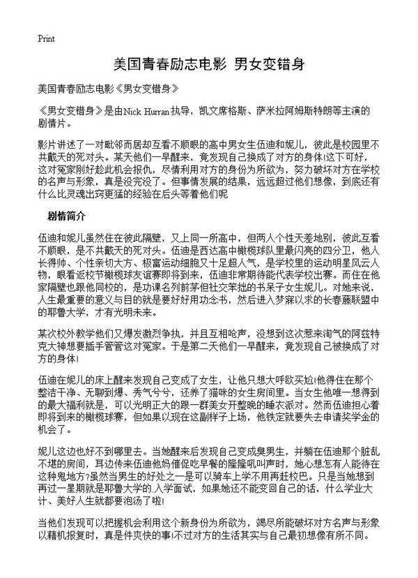 美国青春励志电影《男女变错身》