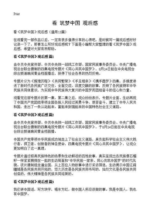 看《筑梦中国》观后感13篇