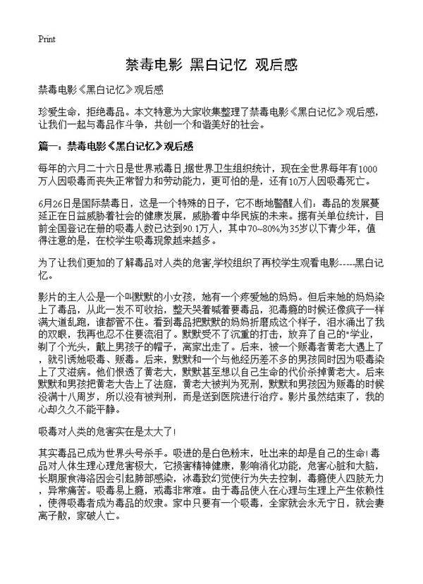 禁毒电影《黑白记忆》观后感