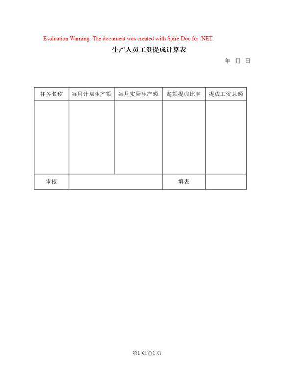 生产人员工资提成计算