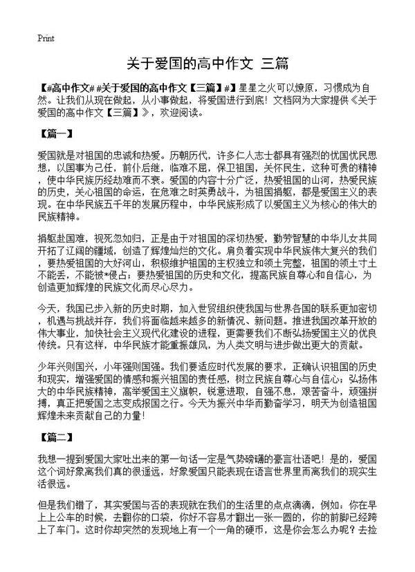 关于爱国的高中作文
