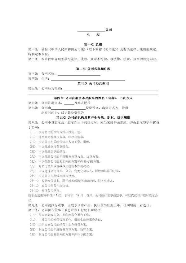 全资子公司章程