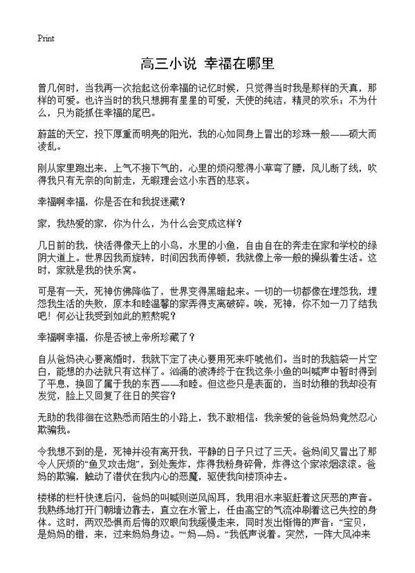 高三小说 幸福在哪里