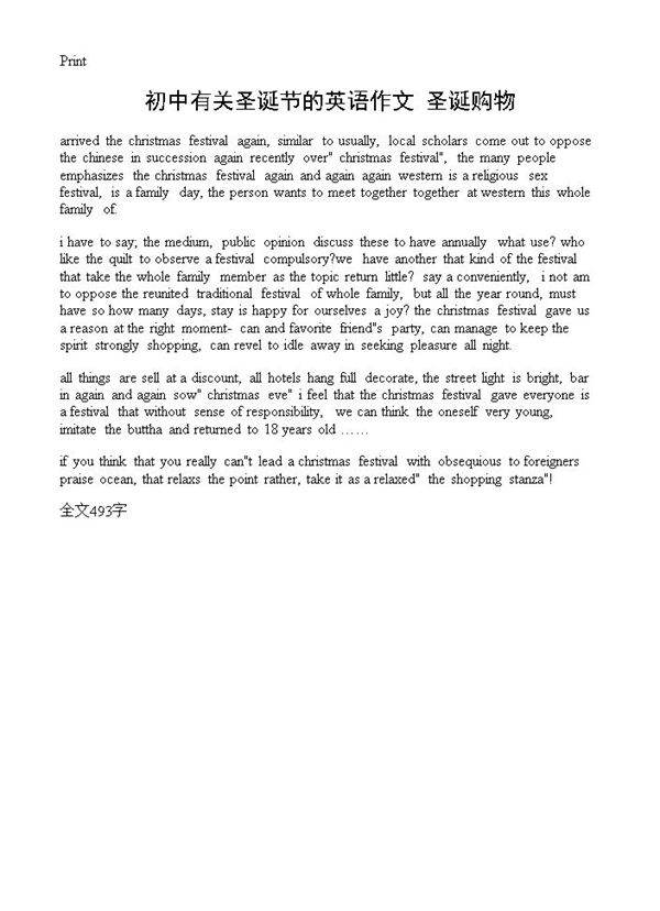 初中有关圣诞节的英语作文 圣诞购物