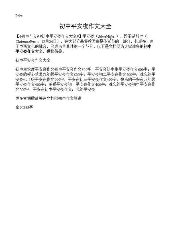 初中平安夜作文大全
