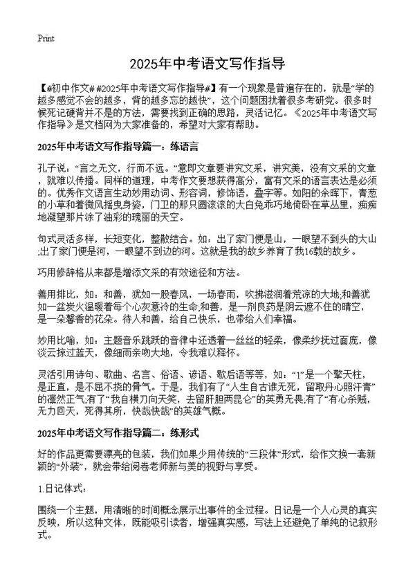 2025年中考语文写作指导
