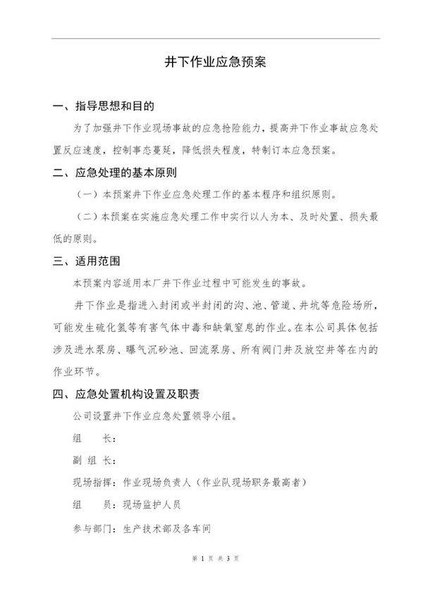 井下作业应急预案(3页)