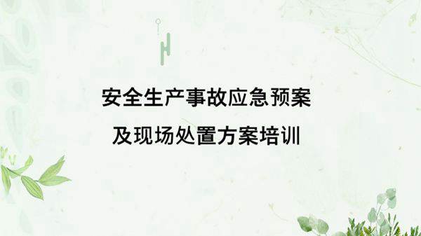 安全生产事故应急预案及现场处置方案培训