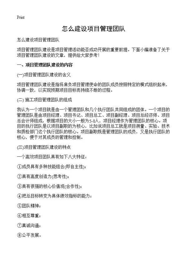 怎么建设项目管理团队