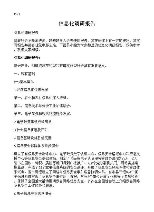 信息化调研报告
