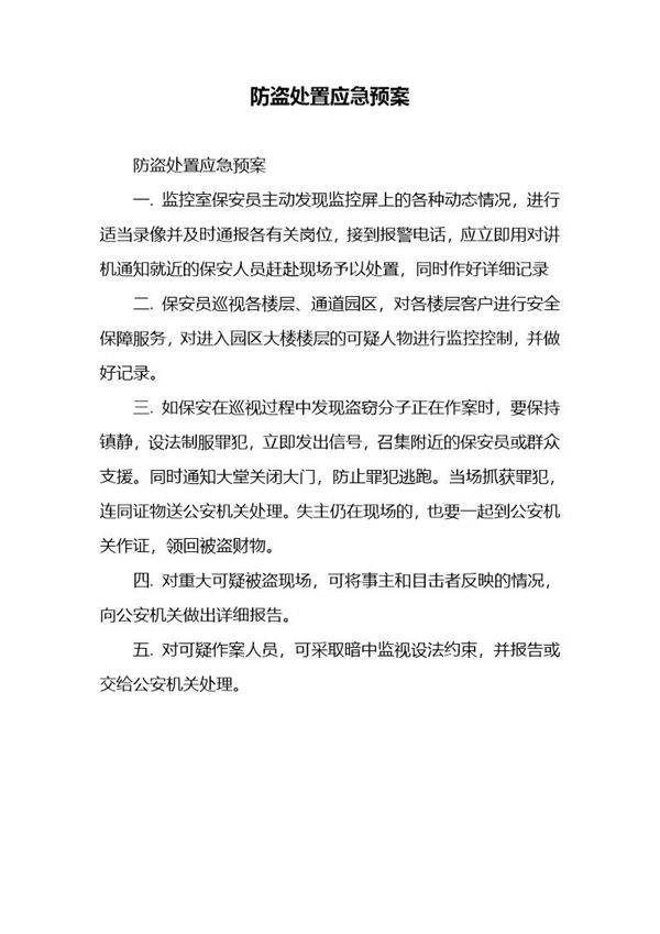 防盗处置应急预案