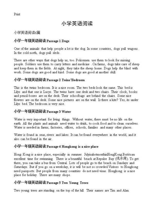 小学英语阅读