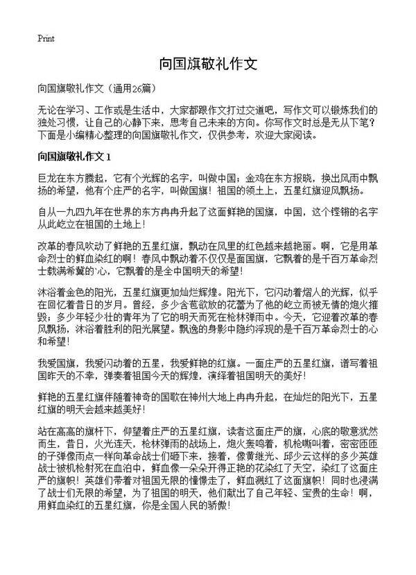 向国旗敬礼作文26篇