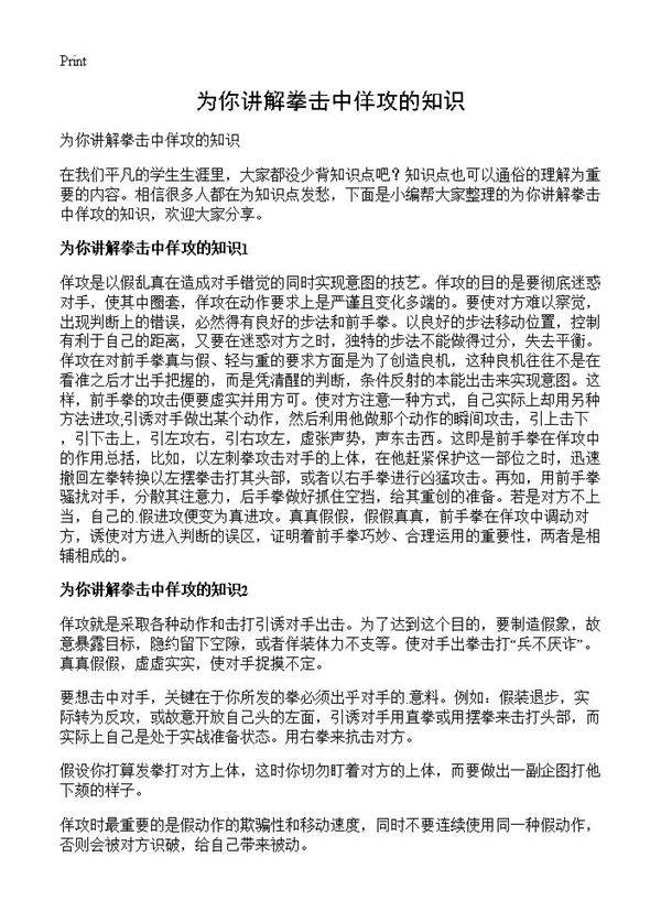 为你讲解拳击中佯攻的知识