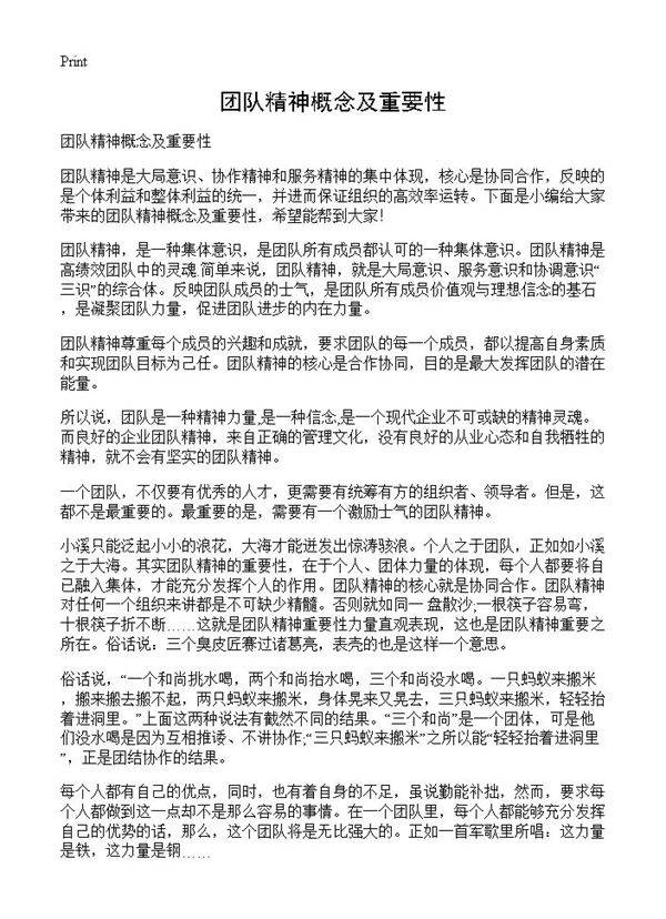 团队精神概念及重要性
