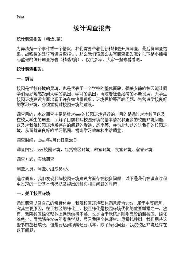 统计调查报告5篇