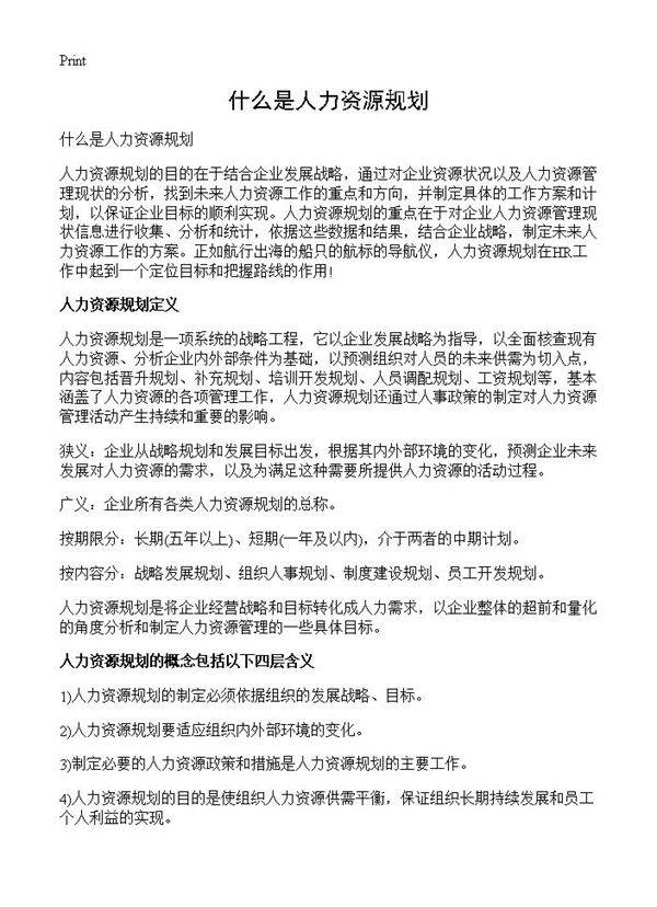 什么是人力资源规划