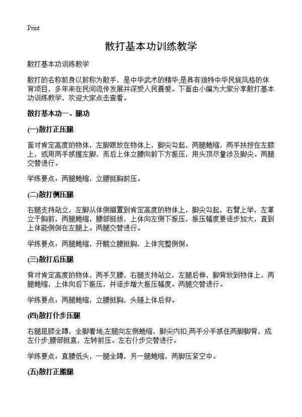 散打基本功训练教学