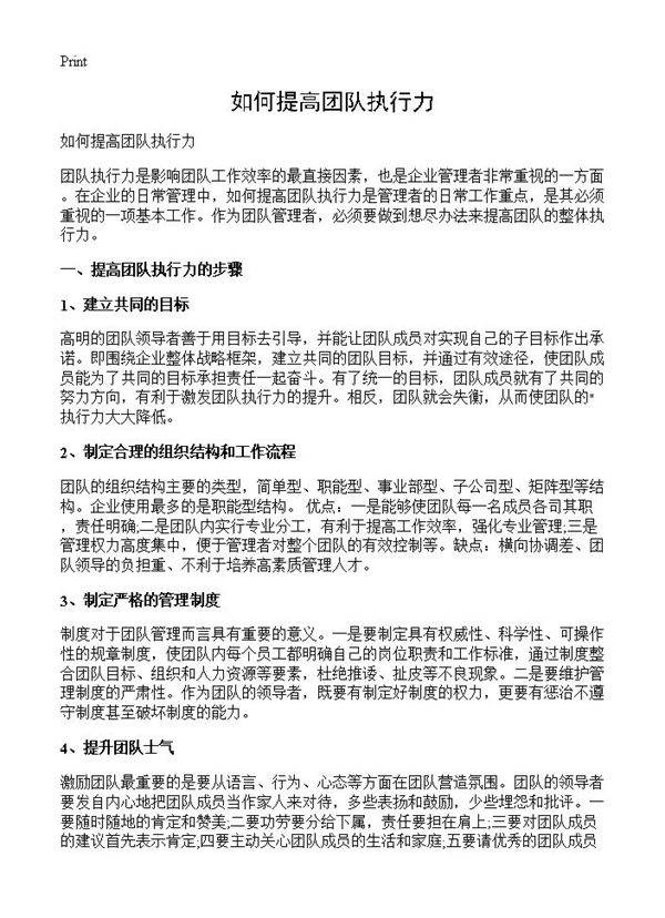 如何提高团队执行力