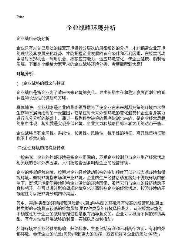 企业战略环境分析