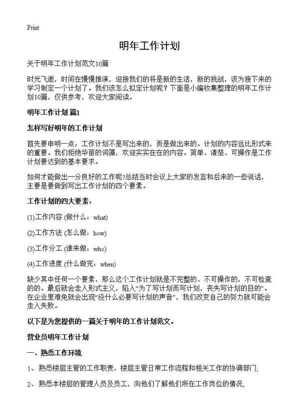 明年工作计划