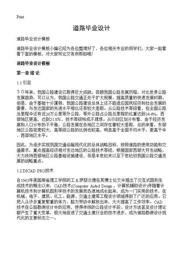 道路毕业设计