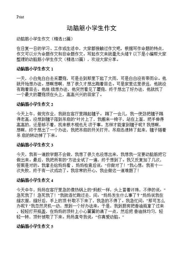 动脑筋小学生作文15篇