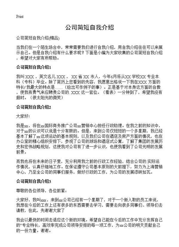 公司简短自我介绍