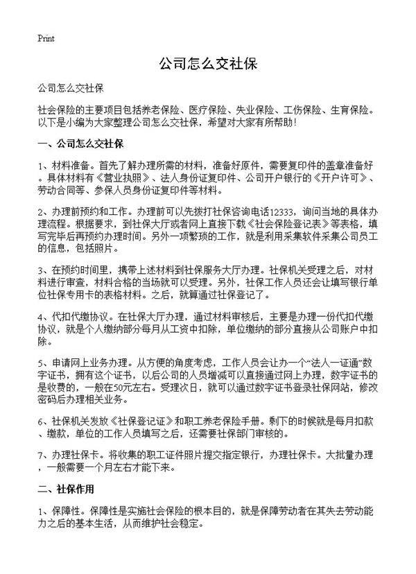 公司怎么交社保