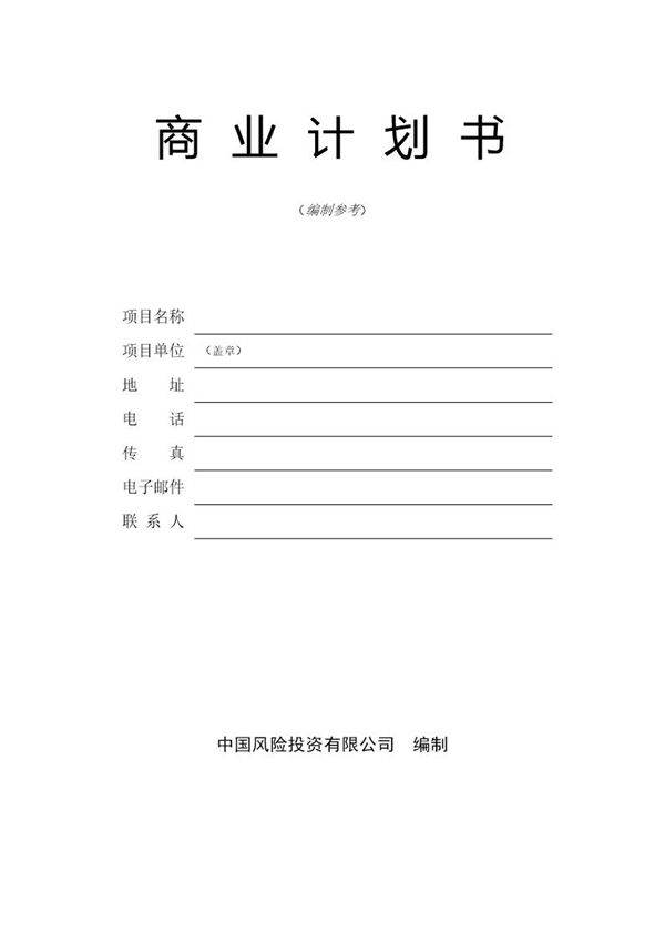 商业计划书模版4