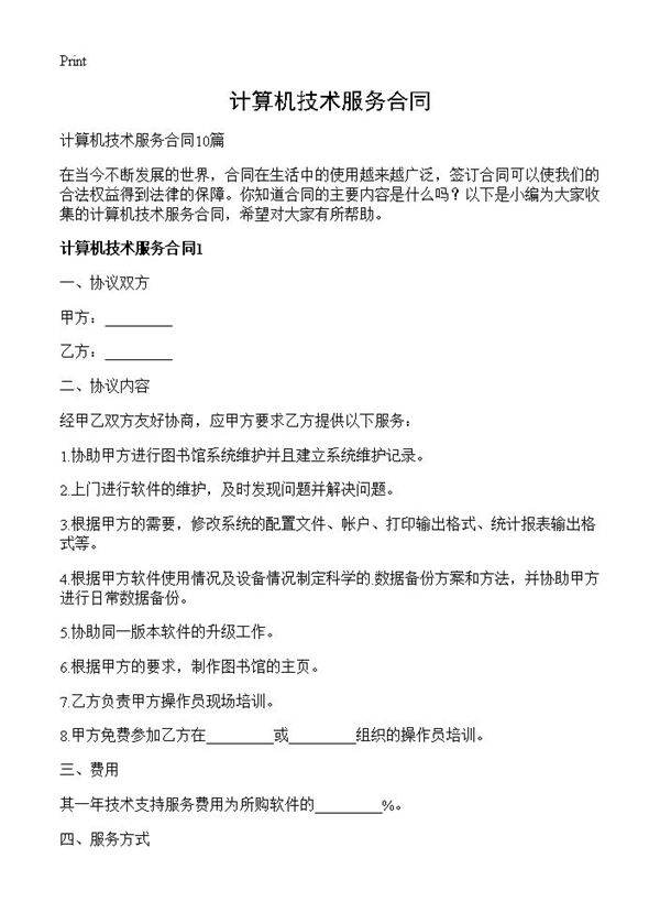 计算机技术服务合同