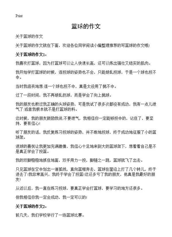 篮球的作文
