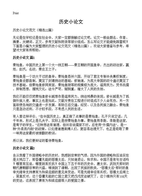 历史小论文22篇