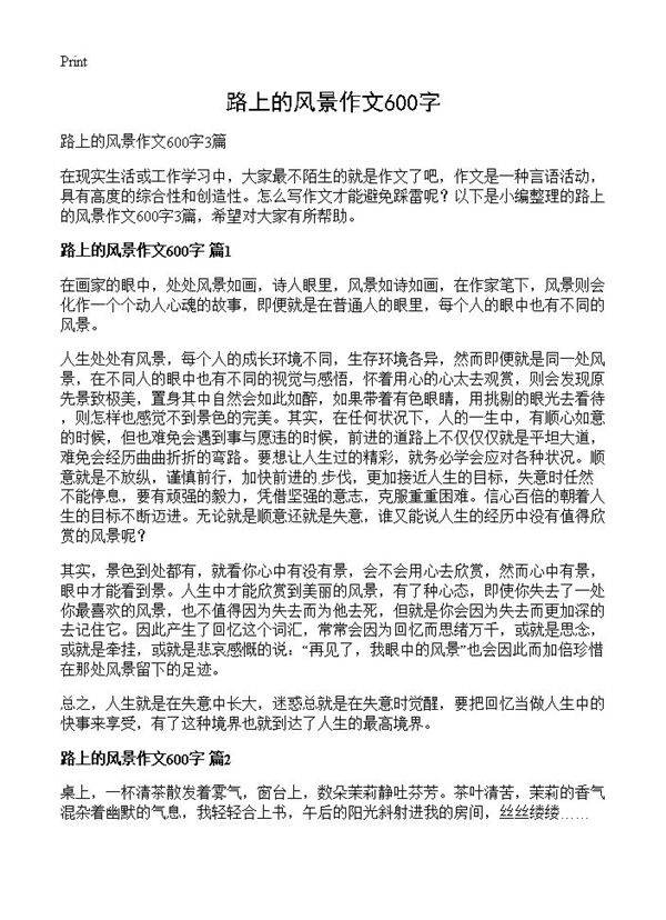 路上的风景作文600字