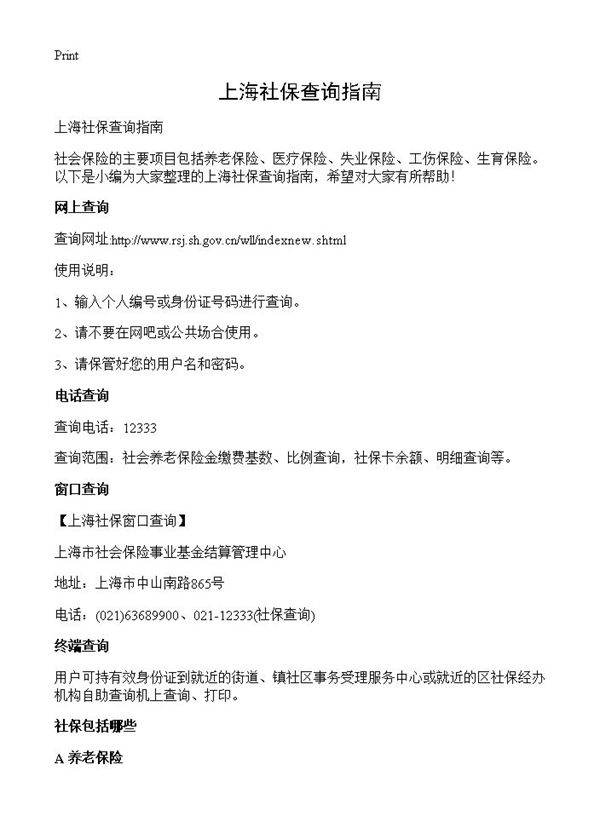 上海社保查询指南