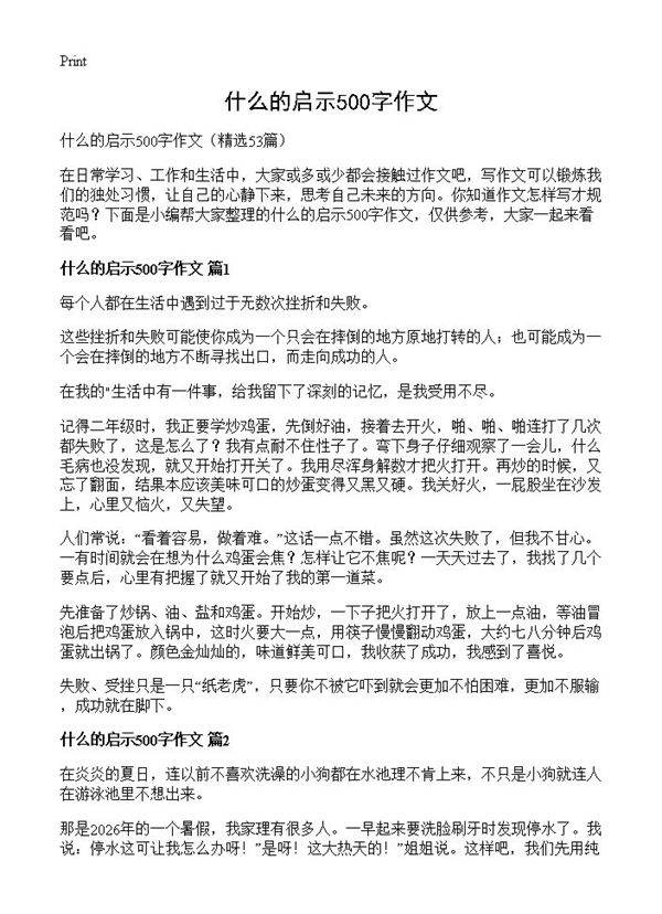 什么的启示500字作文53篇