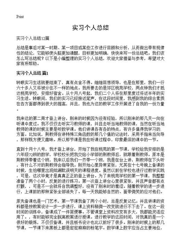 实习个人总结