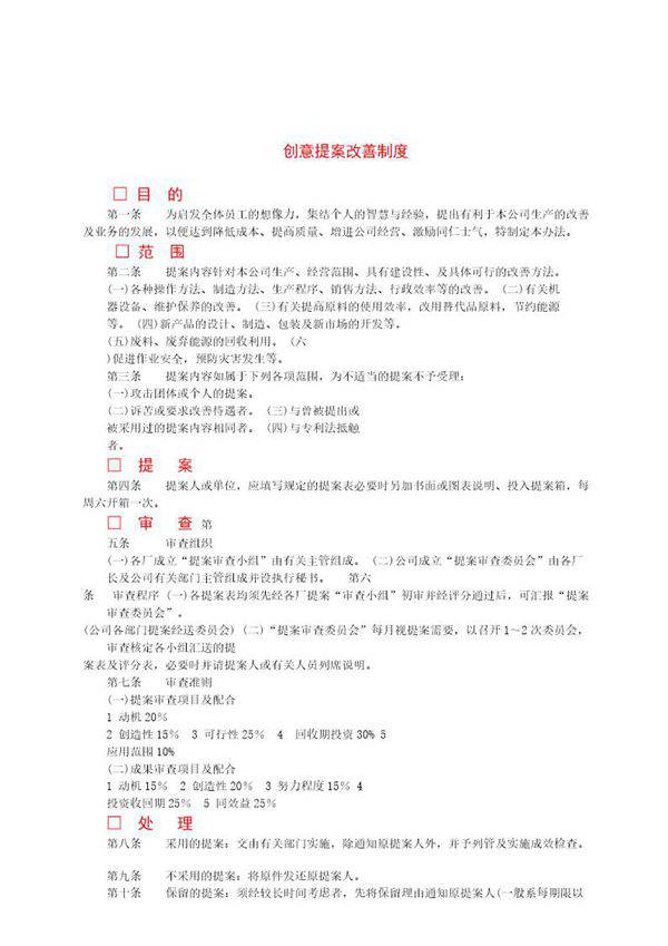 创意提案改善制度