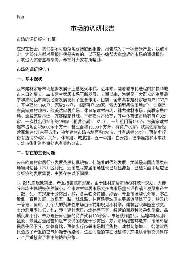 市场的调研报告