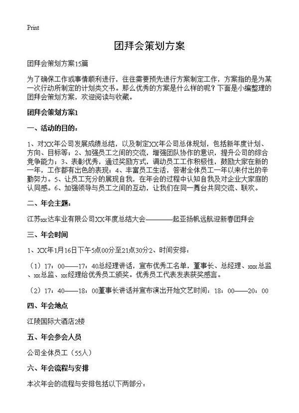 团拜会策划方案