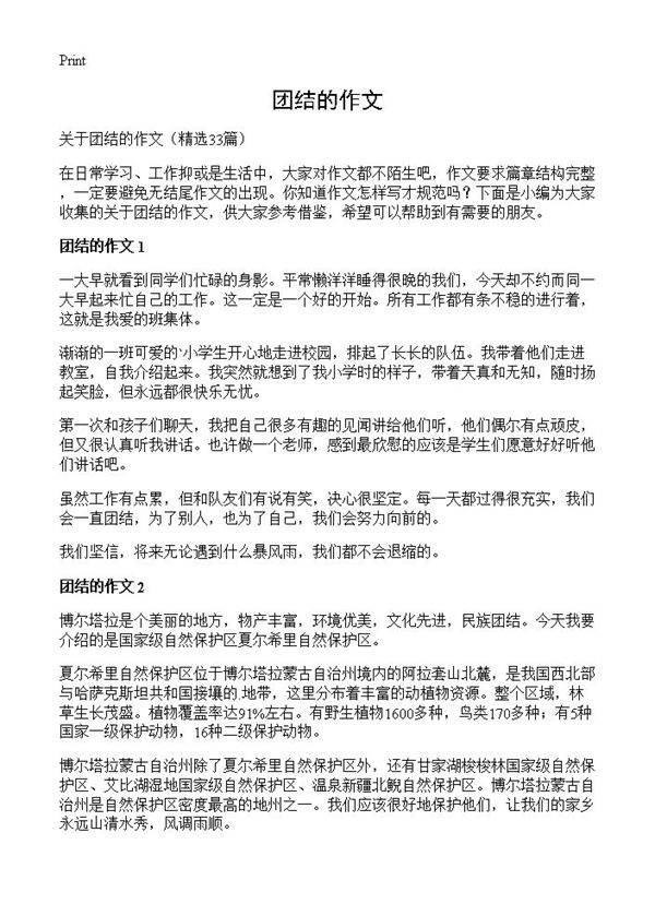 团结的作文33篇