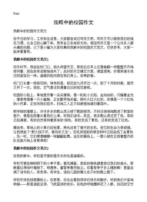 我眼中的校园作文